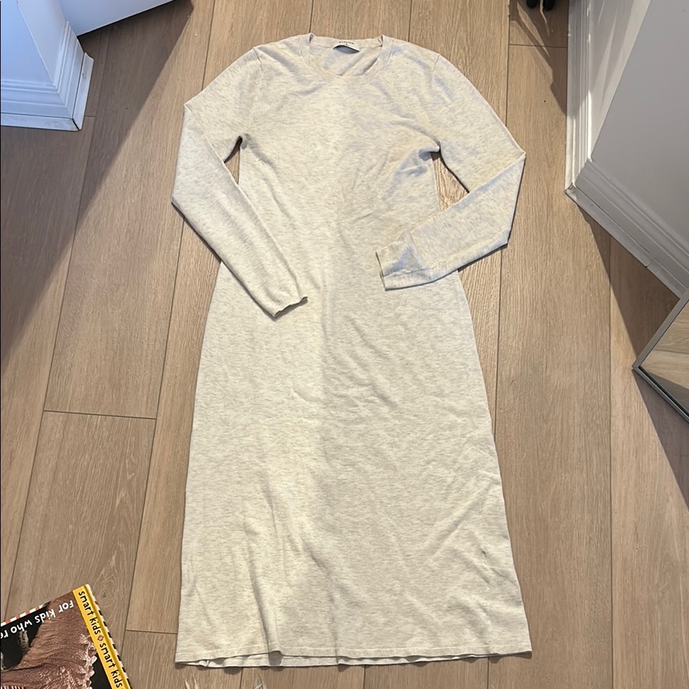 Babaton Elegant Cream / oatmeal Long Sleeve Dress - medium